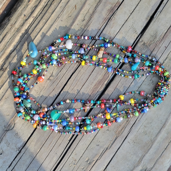 NEW! Glass Bead Choker Necklace Magnetic Closure - Picture 3 of 6